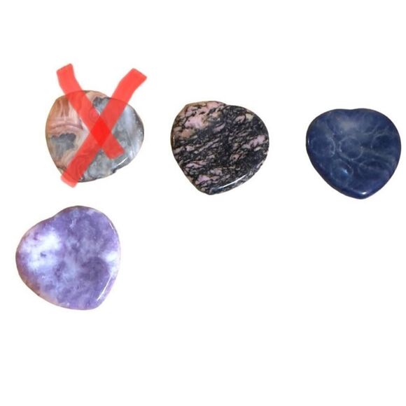 1pc Hand Carved Natural Gemstone Mini Heart Pocket Stone Worry Stone - Picture 9 of 14